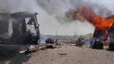 استشهاد وإصابة سبعة مواطنين بقصف طيران وبوارج العدوان على المخا