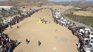 أبناء مديرية ساقين بصعدة يسيرون قافلة عينية ومالية دعما للمرابطين في الجبهات