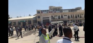 إخلاء تجريبي لمبنى الخطوط الجوية اليمنية بصنعاء