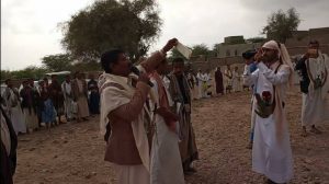 وقفة قبلية في أفلح اليمن بحجة دعماً لحملة إعصار اليمن للتحشيد والاستنفار