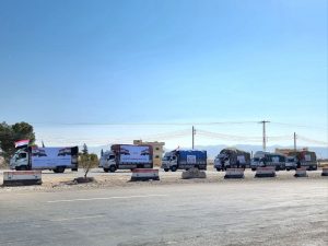 الجالية اليمنية في سورية تسير قافلة مساعدات إغاثية للمتضررين من الزلزال في حلب