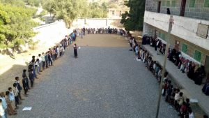 مسير ووقفات طلابية لمدارس محافظة حجة نصرة للشعب الفلسطيني