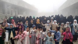 وقفة نسائية في مديرية الجبين بريمة تضامناً مع الشعب الفلسطيني