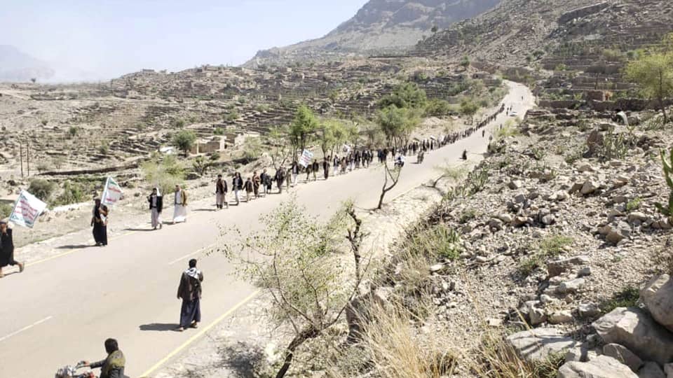 مسير في السودة بعمران دعماً لفلسطين وتأكيد الجهوزية لمواجهة العدوان