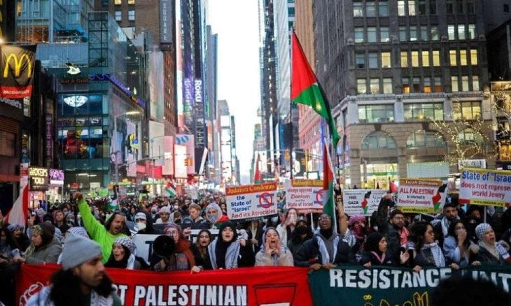 مظاهرة في ولاية نيويورك للمطالبة بوقف النار بغزة