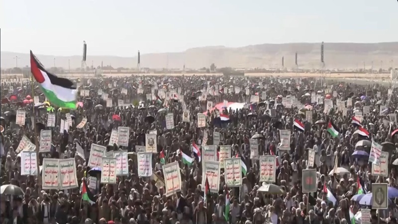 مسيرة كبرى بصعدة نصرةً لفلسطين وتأكيداً على الجهوزية العالية للجولة القادمة